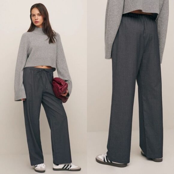 Reformation Olina Gray Pants Straight Leg Size S - Picture 1 of 9